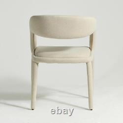 Delano Dining Chair Fully Upholstered Light Grey Fabric Curved Mid-Century Frame