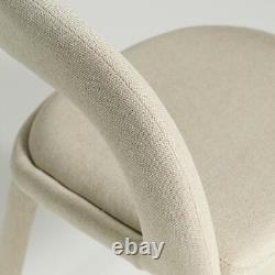 Delano Dining Chair Fully Upholstered Light Grey Fabric Curved Mid-Century Frame