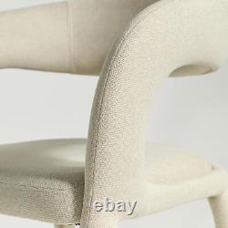 Delano Dining Chair Fully Upholstered Light Grey Fabric Curved Mid-Century Frame