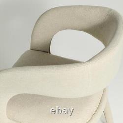 Delano Dining Chair Fully Upholstered Light Grey Fabric Curved Mid-Century Frame