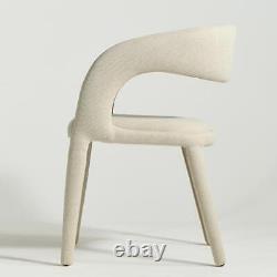 Delano Dining Chair Fully Upholstered Light Grey Fabric Curved Mid-Century Frame