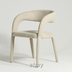 Delano Dining Chair Fully Upholstered Light Grey Fabric Curved Mid-Century Frame