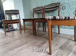 Delightful Original 1970s Mid-Century Upholstered Solid Teak Dining Chairs