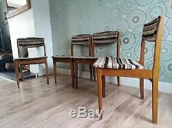 Delightful Original 1970s Mid-Century Upholstered Solid Teak Dining Chairs