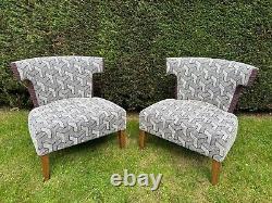 Designers Guild Fabric Escher Zinc Chair Pair Chairs Upholstered