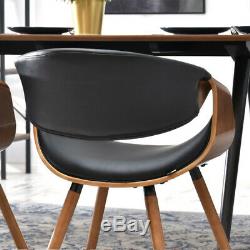 Dining Chair BENT Upholstered Chair Wooden Legs PU Leather Kitchen Chair