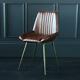 Dining Chair Brown Buffalo Leather Seat With Gold Base 49 Cm Kitchen Brooklyn