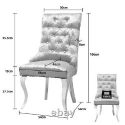 Dining Chair High Back Studded Velvet Seat Button Tufted Ring Knocker Armchair