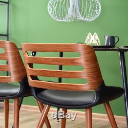 Dining Chair KANSAS Vintage Style Elegant Upholstered Chair Wooden Walnut Black