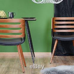 Dining Chair KANSAS Vintage Style Elegant Upholstered Chair Wooden Walnut Black
