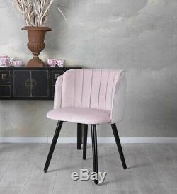 Dining Chair Pink Velvet Retro Upholstered Armrest Vintage Design