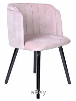 Dining Chair Pink Velvet Retro Upholstered Armrest Vintage Design