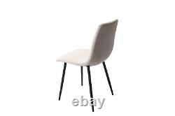 Dining Chair Set Of 2 Upholstered Straight Stitch Seat Metal Legs 4 Colours