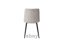 Dining Chair Set Of 2 Upholstered Straight Stitch Seat Metal Legs 4 Colours
