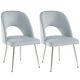 Dining Chair Set Of 2 Velvet Upholstered Padded Seat Metal Legs Side Chairs Grey