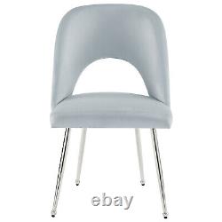 Dining Chair Set of 2 Velvet Upholstered Padded Seat Metal Legs Side Chairs Grey