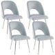 Dining Chair Set Of 4 Velvet Upholstered Padded Seat Metal Legs Side Chairs Grey