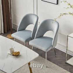 Dining Chair Set of 4 Velvet Upholstered Padded Seat Metal Legs Side Chairs Grey