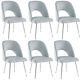 Dining Chair Set Of 6 Velvet Upholstered Padded Seat Metal Legs Side Chairs Grey