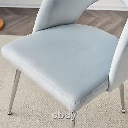 Dining Chair Set of 6 Velvet Upholstered Padded Seat Metal Legs Side Chairs Grey