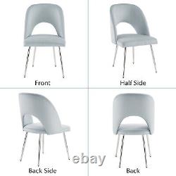 Dining Chair Set of 6 Velvet Upholstered Padded Seat Metal Legs Side Chairs Grey