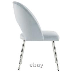 Dining Chair Set of 6 Velvet Upholstered Padded Seat Metal Legs Side Chairs Grey