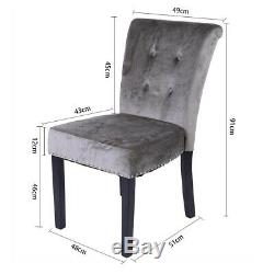 Dining Chair Velvet Upholstered Chair Rivet High Back Chair with Pull Ring Grey