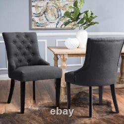 Dining Chairs 2Pcs Fabric Kitchen Chairs Low Back Upholstered Seat Home Kitchen
