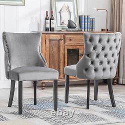 Dining Chairs 2/4/6pcs Fabric Upholstered Chair Kitchen Chair with Solid Wood Legs