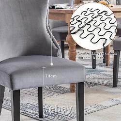 Dining Chairs 2/4/6pcs Fabric Upholstered Chair Kitchen Chair with Solid Wood Legs