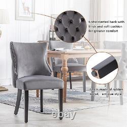 Dining Chairs 2/4/6pcs Fabric Upholstered Chair Kitchen Chair with Solid Wood Legs