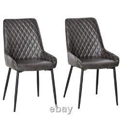 Dining Chairs 2 Faux Leather Grey Padded Upholstered Side Chair for Kitchen