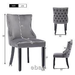 Dining Chairs 2pcs Fabric Upholstered Chair Kitchen Chair withSolid Wood Legs Grey