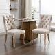 Dining Chairs 2pcs Fabric Upholstered Kitchen Chairs With Solid Wood Legs Beige