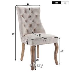Dining Chairs 2pcs Fabric Upholstered Kitchen Chairs with Solid Wood Legs Beige
