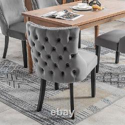 Dining Chairs 4pcs Fabric Upholstered Chair Kitchen Chair withSolid Wood Legs Grey