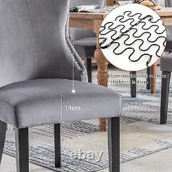 Dining Chairs 4pcs Fabric Upholstered Chair Kitchen Chair withSolid Wood Legs Grey