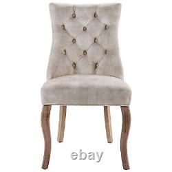 Dining Chairs 4pcs Fabric Upholstered Kitchen Chairs with Solid Wood Legs Beige