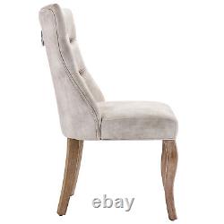 Dining Chairs 4pcs Fabric Upholstered Kitchen Chairs with Solid Wood Legs Beige