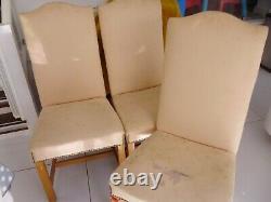 Dining Chairs, 6 used, High Back, Upholstered, Studs, Cream