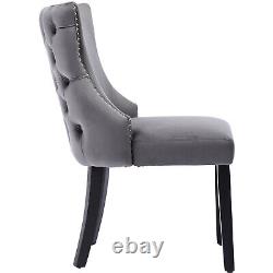 Dining Chairs 6pcs Fabric Upholstered Chair Kitchen Chair withSolid Wood Legs Grey