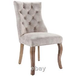 Dining Chairs 6pcs Fabric Upholstered Kitchen Chairs with Solid Wood Legs Beige