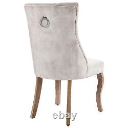 Dining Chairs 6pcs Fabric Upholstered Kitchen Chairs with Solid Wood Legs Beige