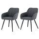 Dining Chairs Linen Upholstered Seat Armchair Metal Legs Home Kitchen Restaurant