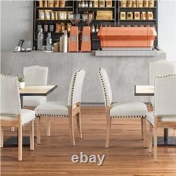 Dining Chairs Modern Upholstered Kitchen Chairs with Nailhead Trim, Beige