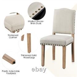 Dining Chairs Modern Upholstered Kitchen Chairs with Nailhead Trim, Beige