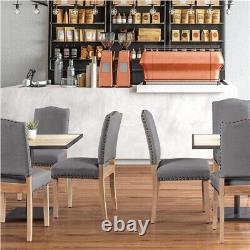 Dining Chairs Modern Upholstered Kitchen Chairs with Nailhead Trim, Dark Gray