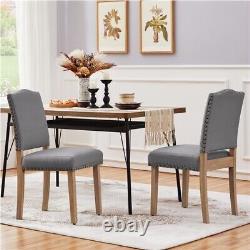 Dining Chairs Modern Upholstered Kitchen Chairs with Nailhead Trim, Dark Gray