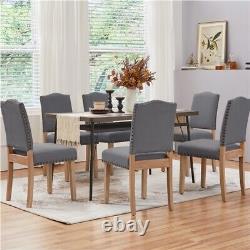 Dining Chairs Modern Upholstered Kitchen Chairs with Nailhead Trim, Dark Gray