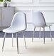 Dining Chairs, Pair Of Upholstered Grey Fabric Kitchen Chairs With Silver Legs